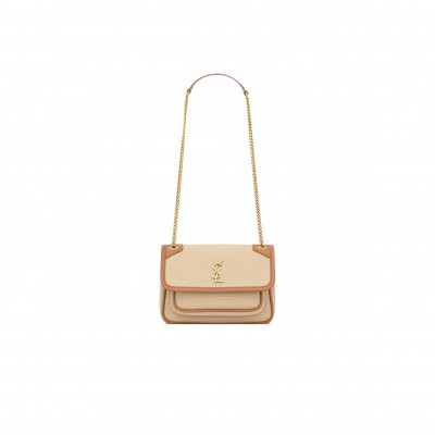YSL NIKI MINI IN CANVAS AND LEATHER 828736FAEFF9856 (18*12.5*5cm)